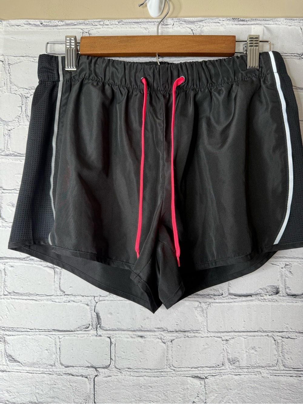 Workout by atmosphere Black Athletic Shorts with Hot Pink Drawstring size 10